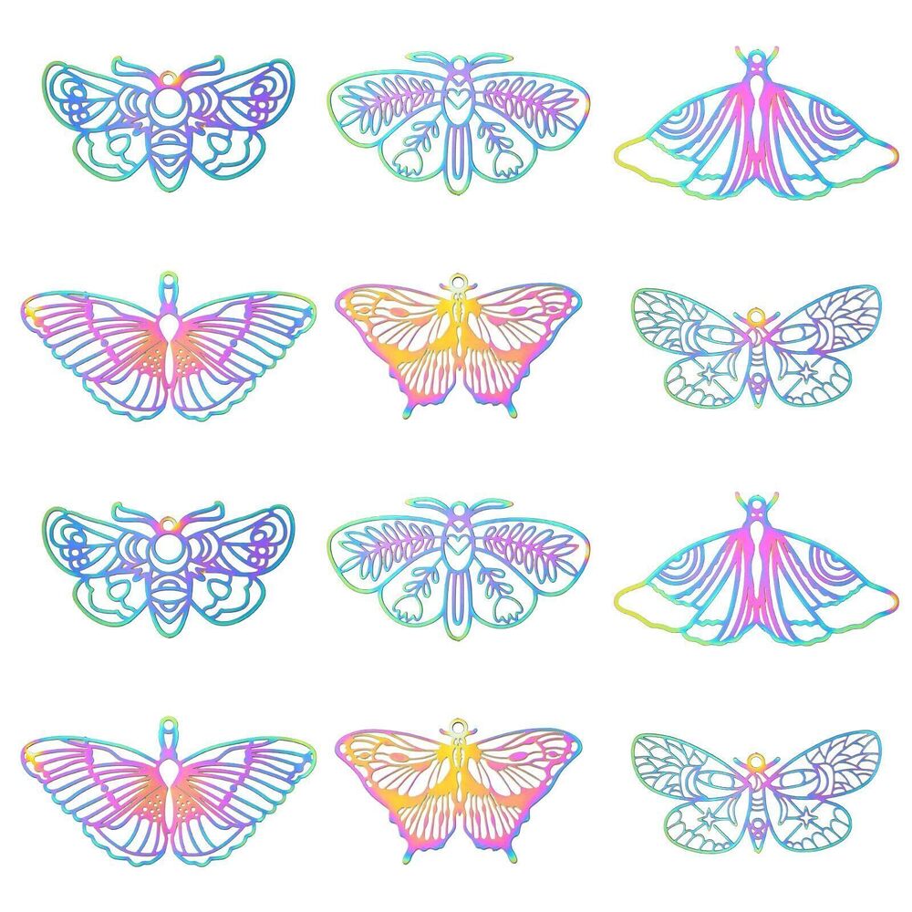 4388 30Pcs 6 Styles Hollow Butterfly Charms Animal Insect Charms Multicolor